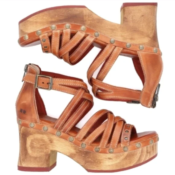 SOLD Bed Stu Antonelli Brown Leather Platform Sandals sz 10 - Picture 2 of 11